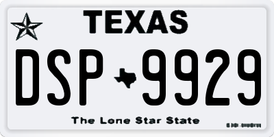 TX license plate DSP9929