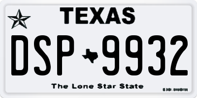 TX license plate DSP9932
