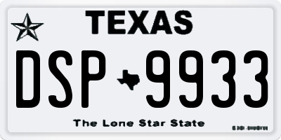 TX license plate DSP9933
