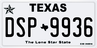 TX license plate DSP9936