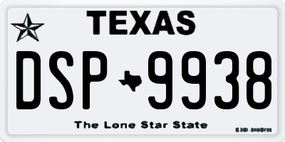 TX license plate DSP9938