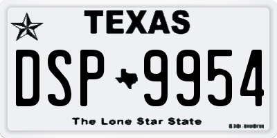 TX license plate DSP9954