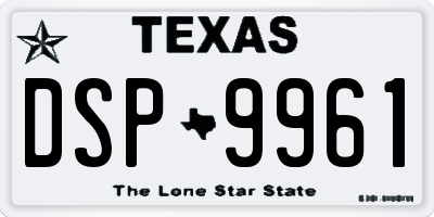 TX license plate DSP9961