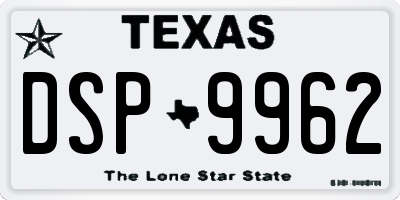 TX license plate DSP9962