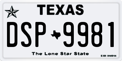 TX license plate DSP9981