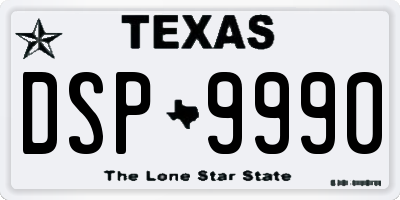 TX license plate DSP9990