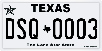 TX license plate DSQ0003