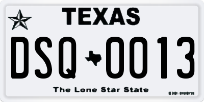 TX license plate DSQ0013