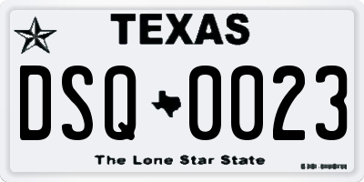TX license plate DSQ0023