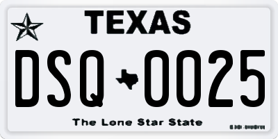 TX license plate DSQ0025