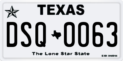 TX license plate DSQ0063