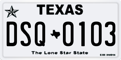 TX license plate DSQ0103