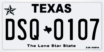 TX license plate DSQ0107