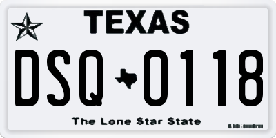 TX license plate DSQ0118
