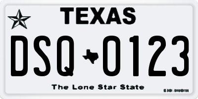 TX license plate DSQ0123