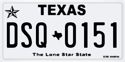 TX license plate DSQ0151