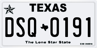 TX license plate DSQ0191