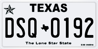 TX license plate DSQ0192
