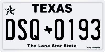 TX license plate DSQ0193