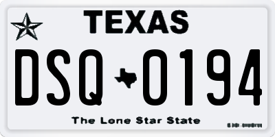 TX license plate DSQ0194