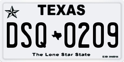 TX license plate DSQ0209
