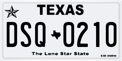 TX license plate DSQ0210
