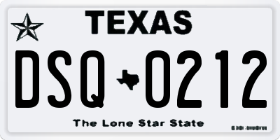 TX license plate DSQ0212