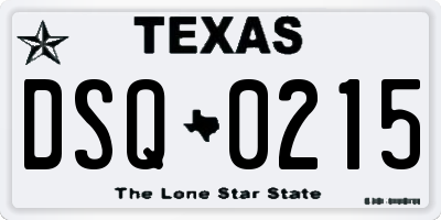 TX license plate DSQ0215