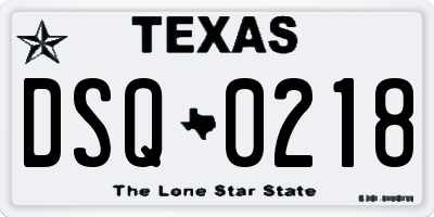 TX license plate DSQ0218