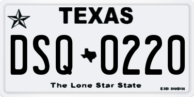 TX license plate DSQ0220