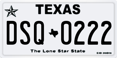 TX license plate DSQ0222
