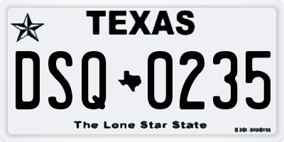 TX license plate DSQ0235