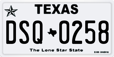 TX license plate DSQ0258