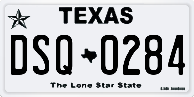 TX license plate DSQ0284