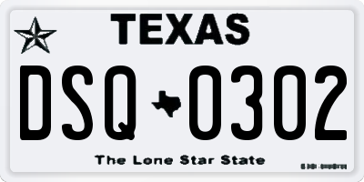 TX license plate DSQ0302