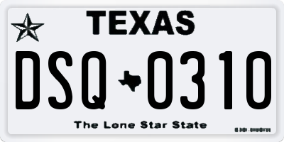 TX license plate DSQ0310