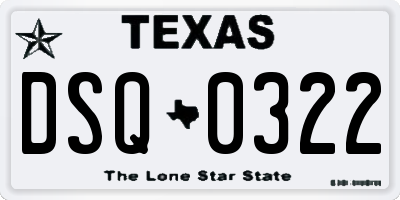 TX license plate DSQ0322