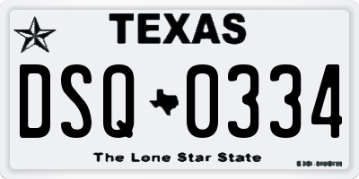TX license plate DSQ0334
