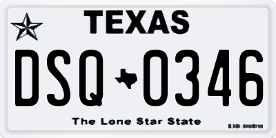 TX license plate DSQ0346