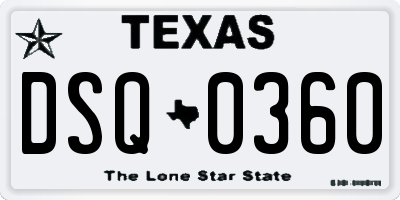 TX license plate DSQ0360