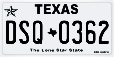 TX license plate DSQ0362