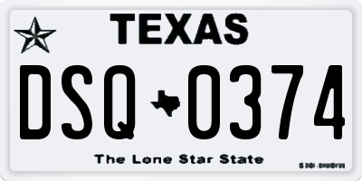 TX license plate DSQ0374