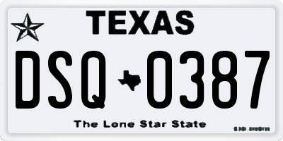 TX license plate DSQ0387