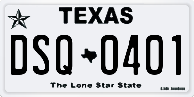 TX license plate DSQ0401