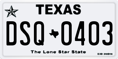 TX license plate DSQ0403