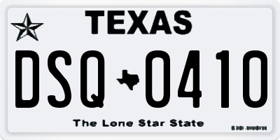 TX license plate DSQ0410