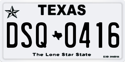 TX license plate DSQ0416