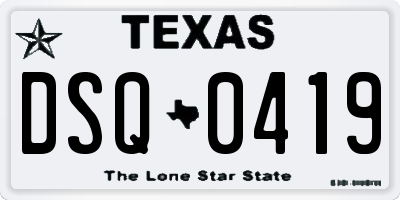 TX license plate DSQ0419