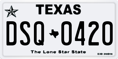 TX license plate DSQ0420