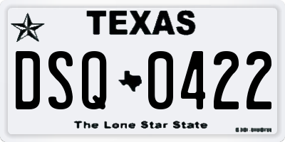 TX license plate DSQ0422